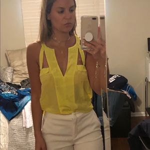 Bcbg bright yellow silk top